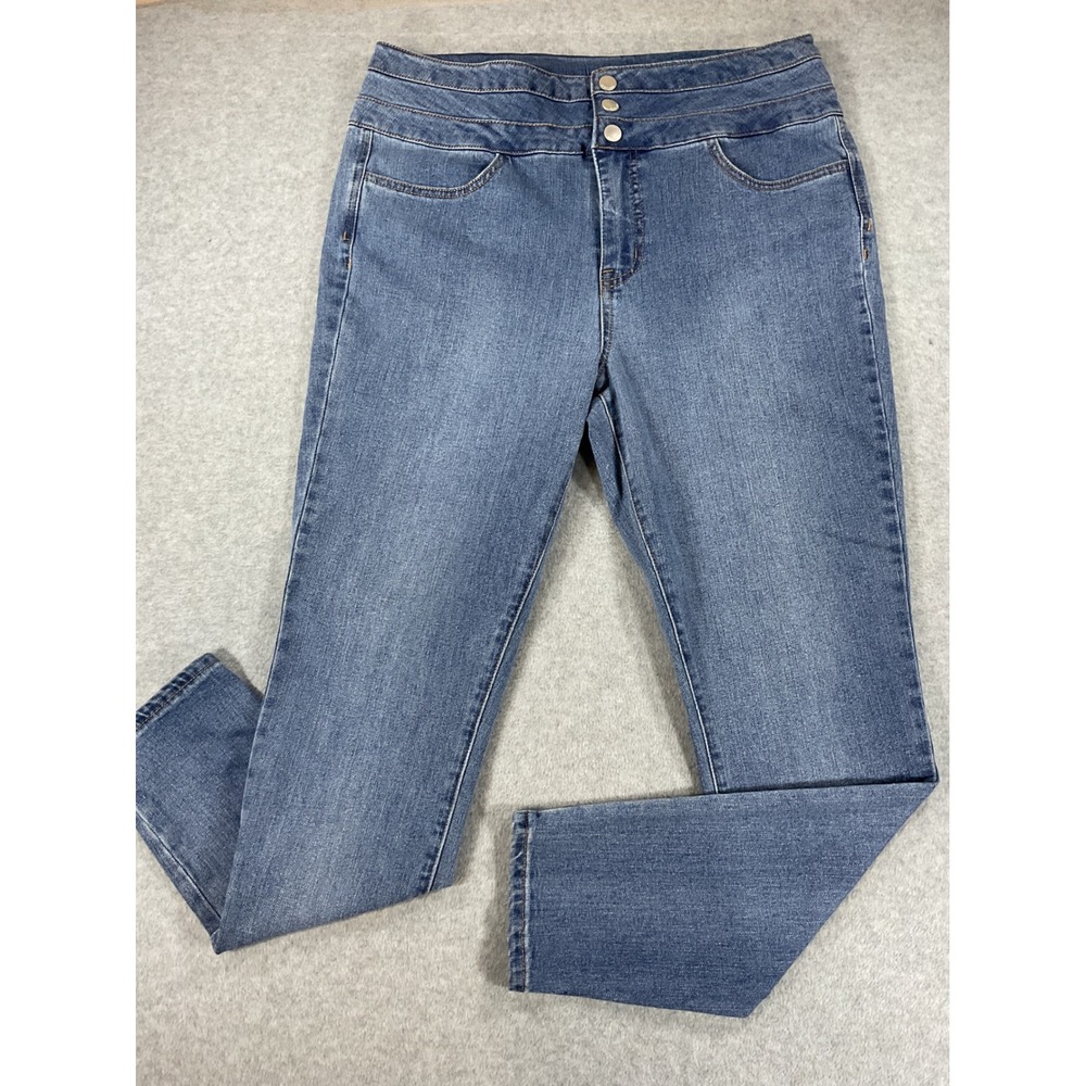 Seven7 Sky High Skinny Jeans Womens 14 Medium Wash High Rise Stretch Denim 2751